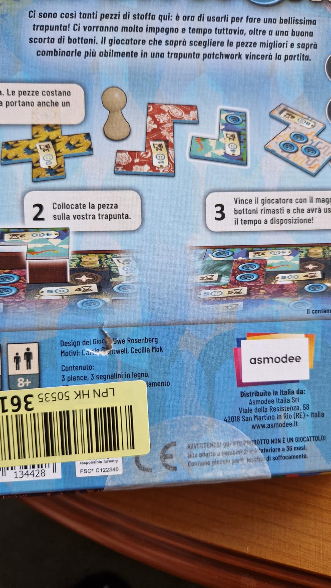 Asmodee Patchwork Nuova Edizione gioco per 2 giocatori