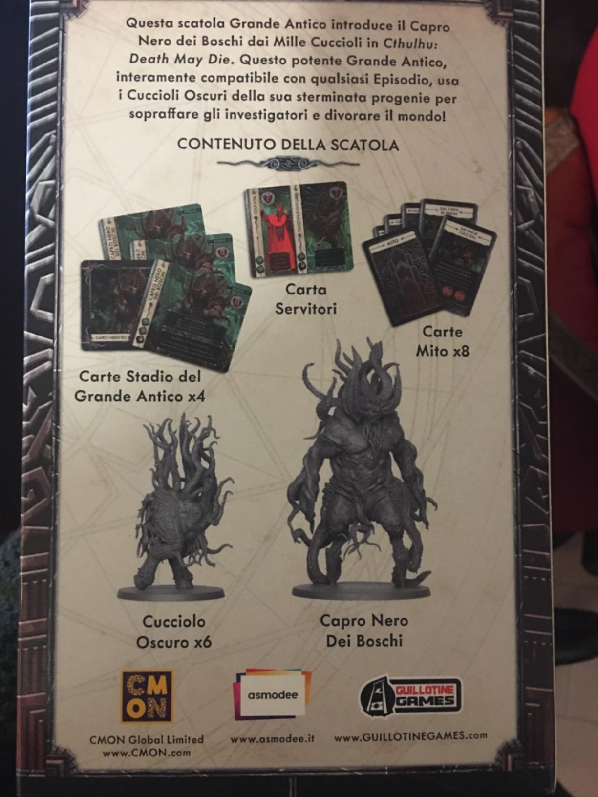 Asmodee Cthulhu Death May Die Capro Nero dei Boschi espansione gioco tavolo