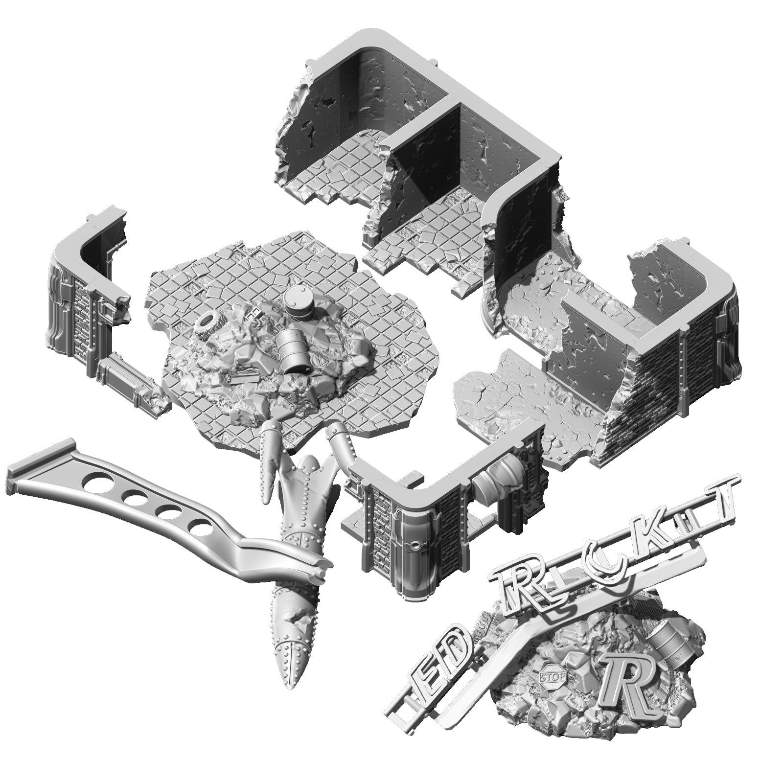 Modiphius Fallout Wasteland Warfare Ruined Red Rocket file STL scenario