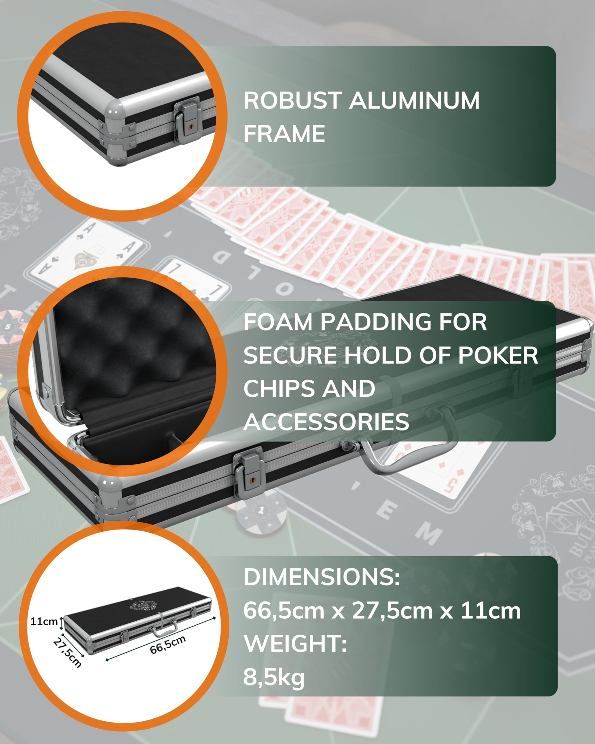 Bullets Playing Cards Set Poker 500 Fiches con Valigetta Deluxe