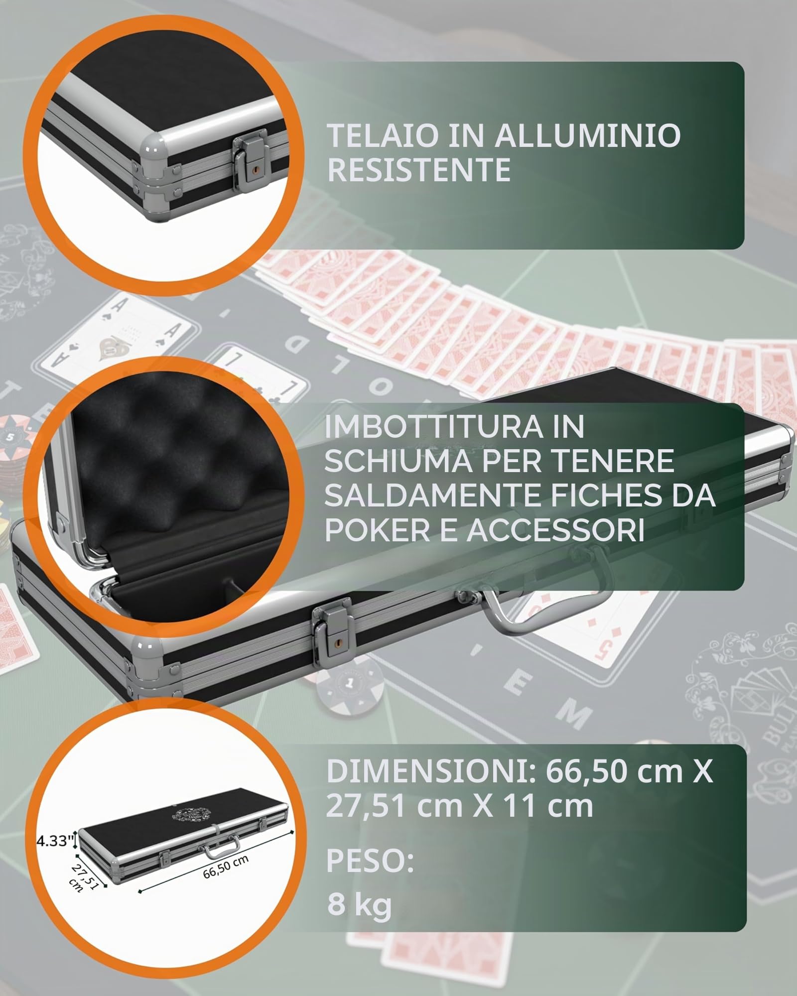 Bullets Adriana set poker 500 chip argilla 14 g valigetta