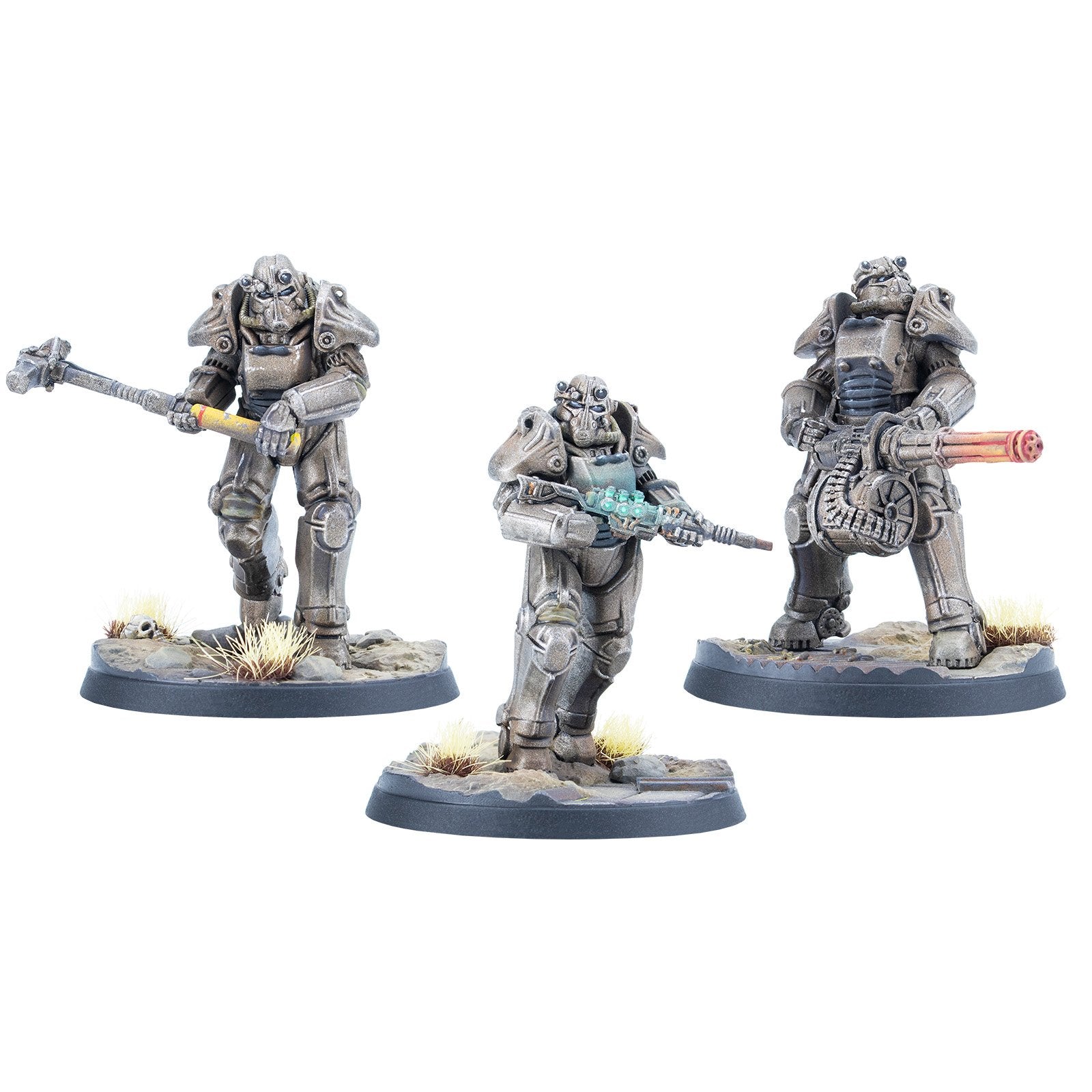 Modiphius Fallout Wasteland Warfare T-45 Power Armour miniature 3 pezzi