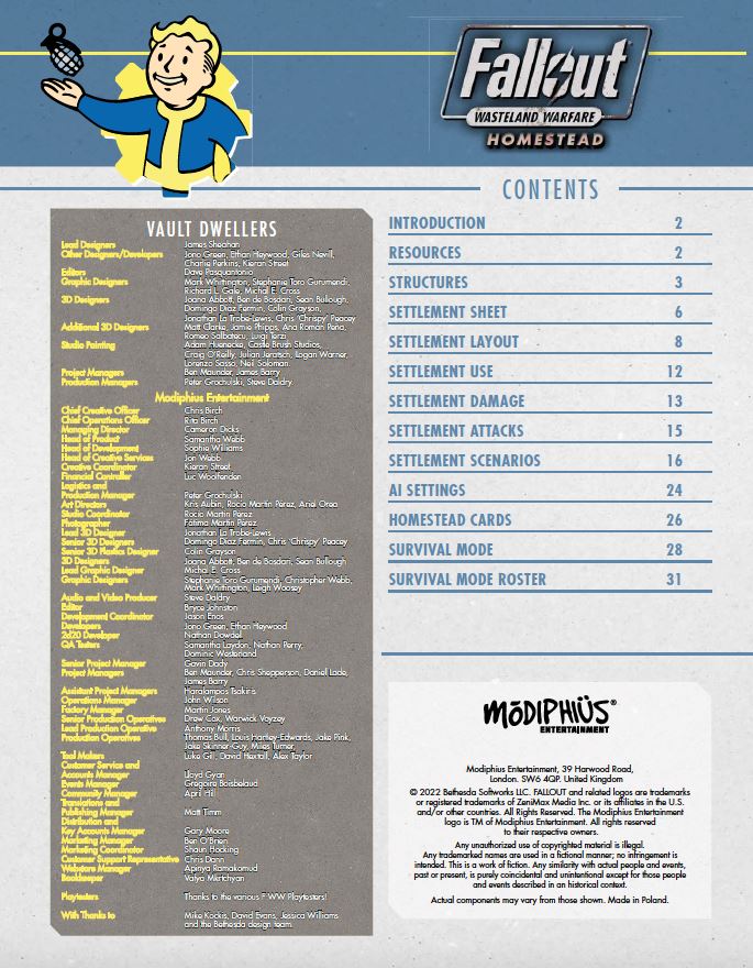 Fallout Wasteland Warfare Homestead espansione PDF insediamento