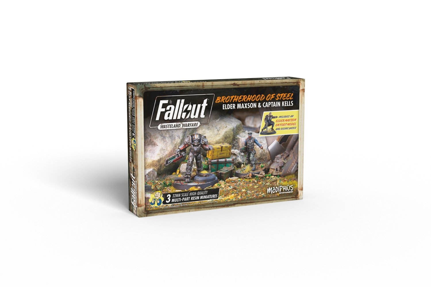 Modiphius Fallout Wasteland Warfare Brotherhood Maxson Kells miniature 2pz