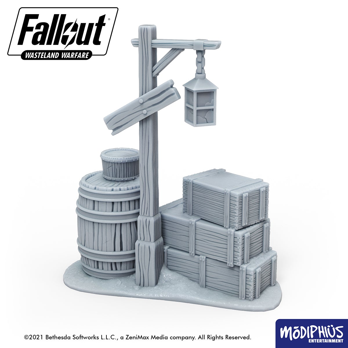 Fallout Wasteland Warfare Barrels Crates Coffins file STL stampa 3D