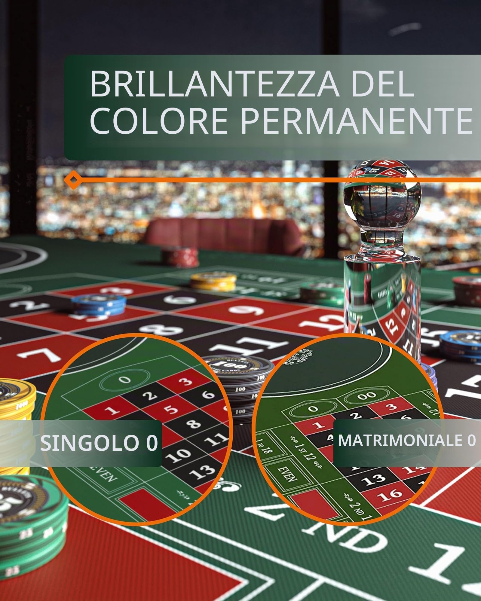 Cards Roulette Tappetino Roulette 180x90 cm con Borsa