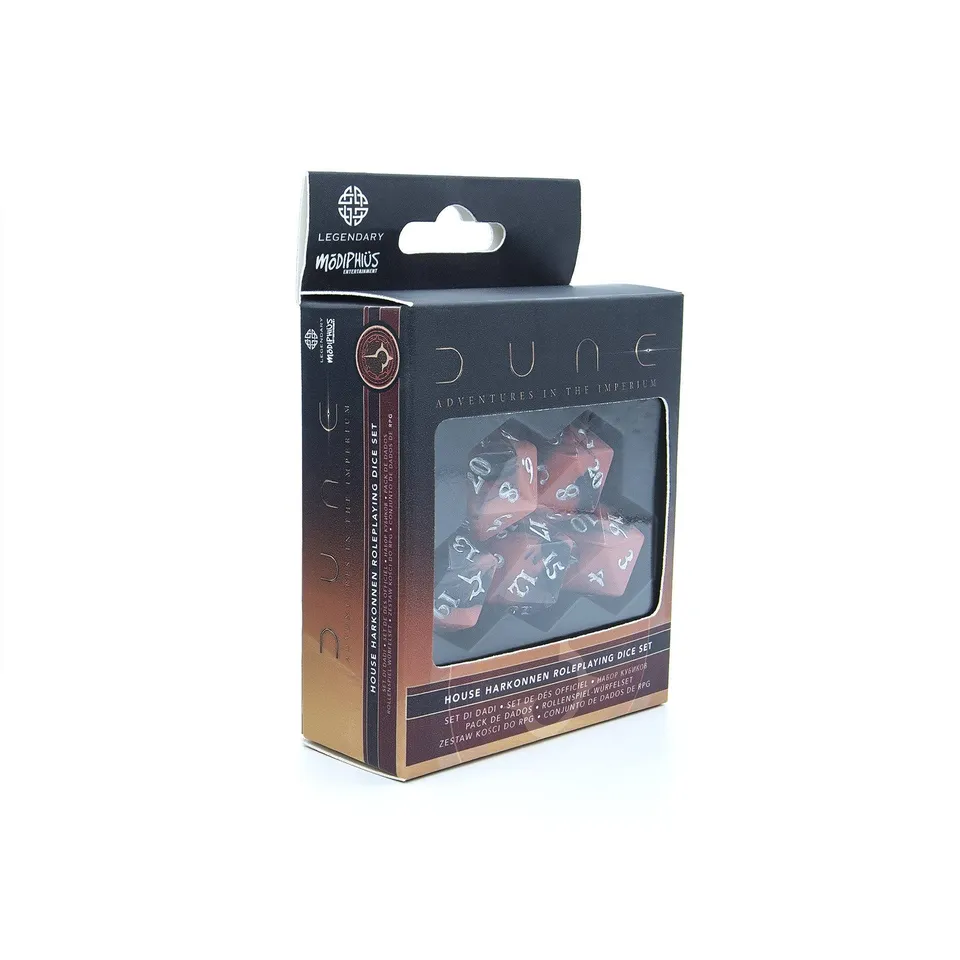 Modiphius Dune Adventures in the Imperium Set Dadi Harkonnen rosso