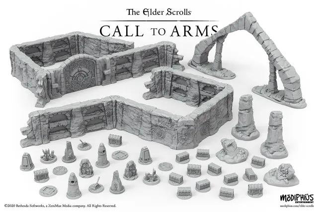 Modiphius Call to Arms set scenico Bleak Falls Barrow resina