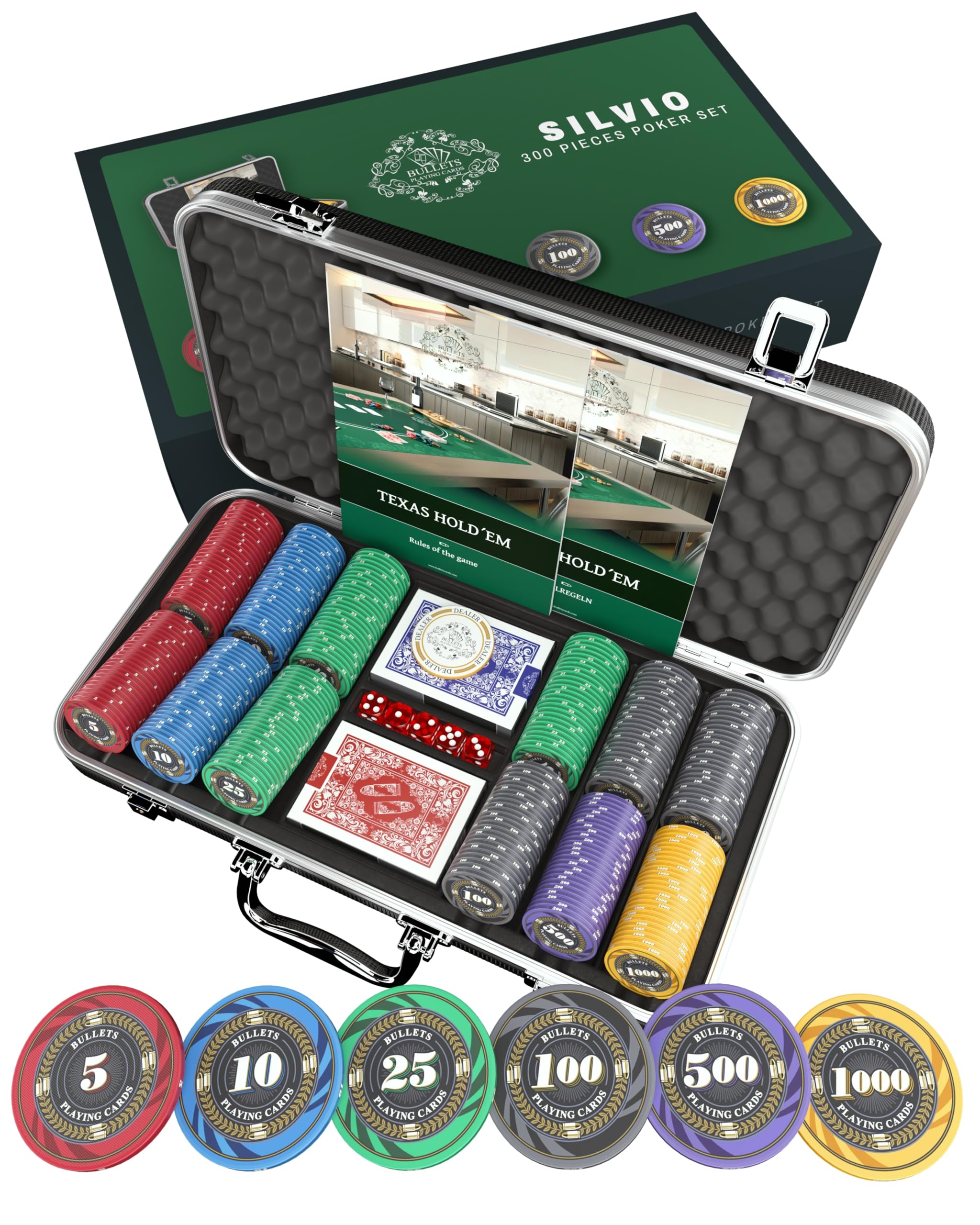 Bullets Silvio set poker 300 chip ceramica valigetta