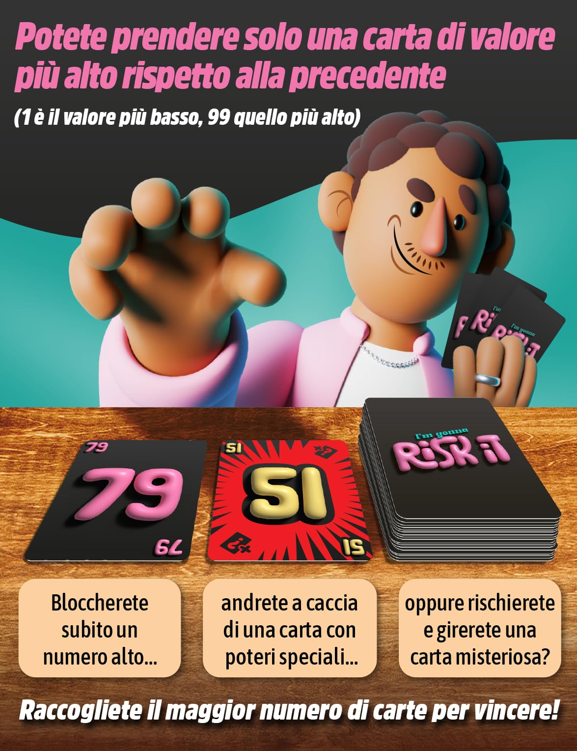 Asmodee Risk It Gioco di Carte Numeri 2-5 Giocatori