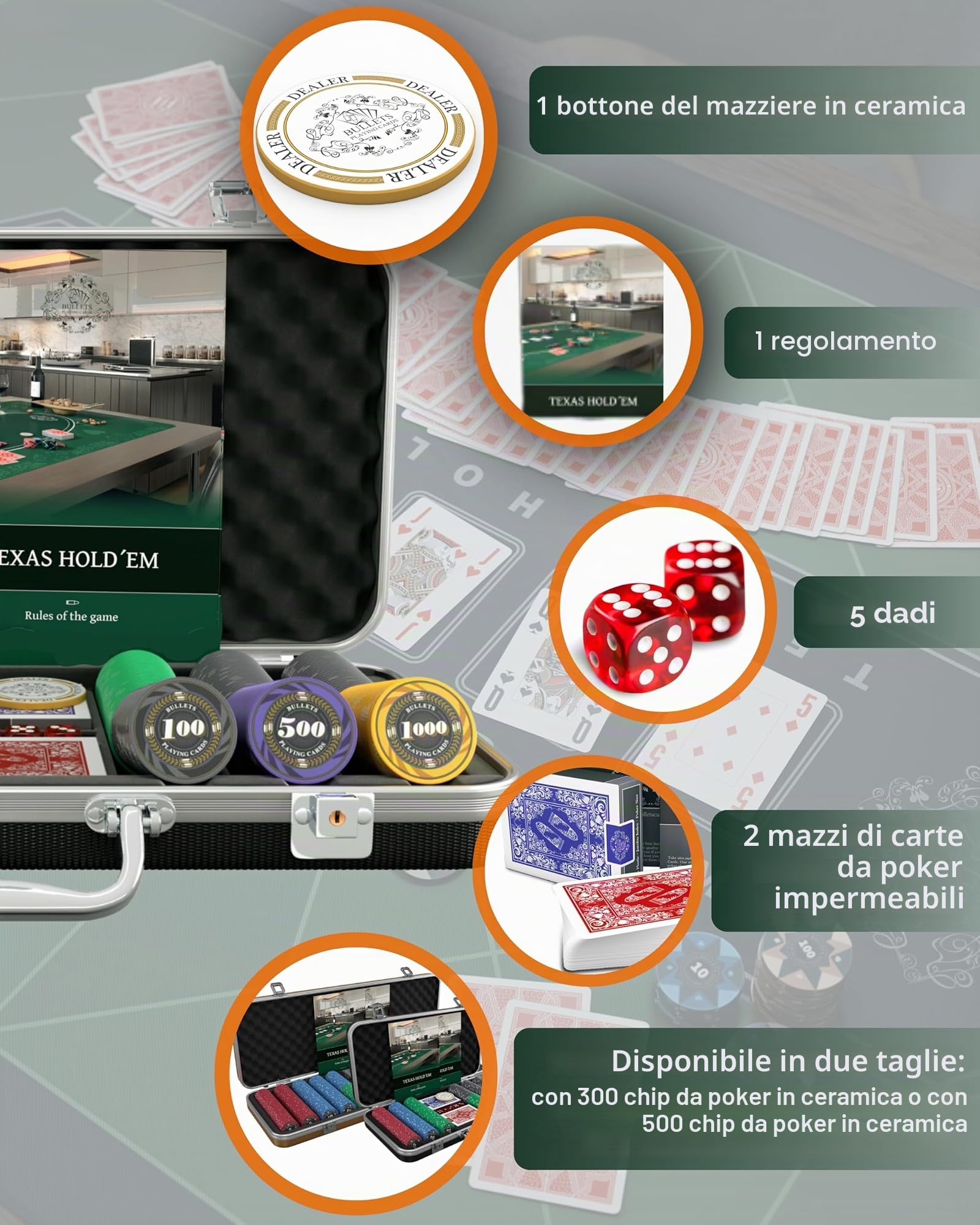 Bullets Silvio set poker 300 chip ceramica valigetta
