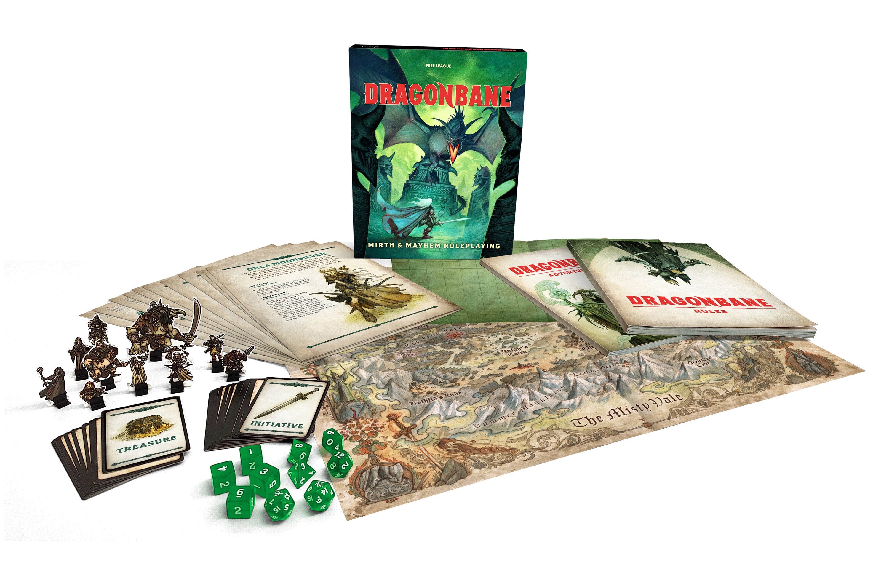 Free League Dragonbane Core Set scatola GDR fantasy con dadi e mappa