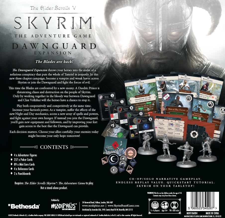 Skyrim The Adventure Game Dawnguard espansione gioco tavolo