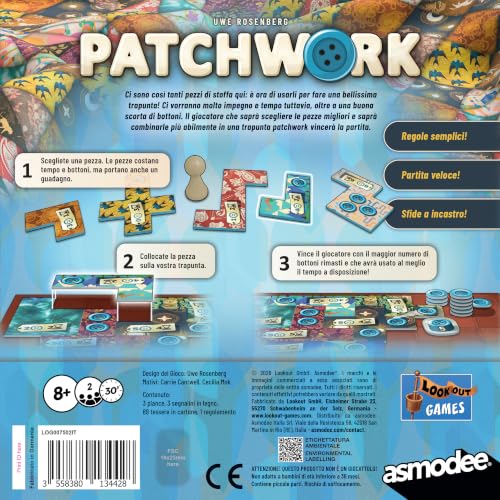 Asmodee Patchwork Nuova Edizione gioco per 2 giocatori