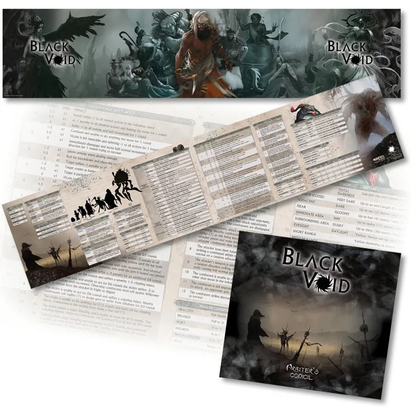 Modiphius Black Void Schermo Arbitro 4 Pannelli + Booklet