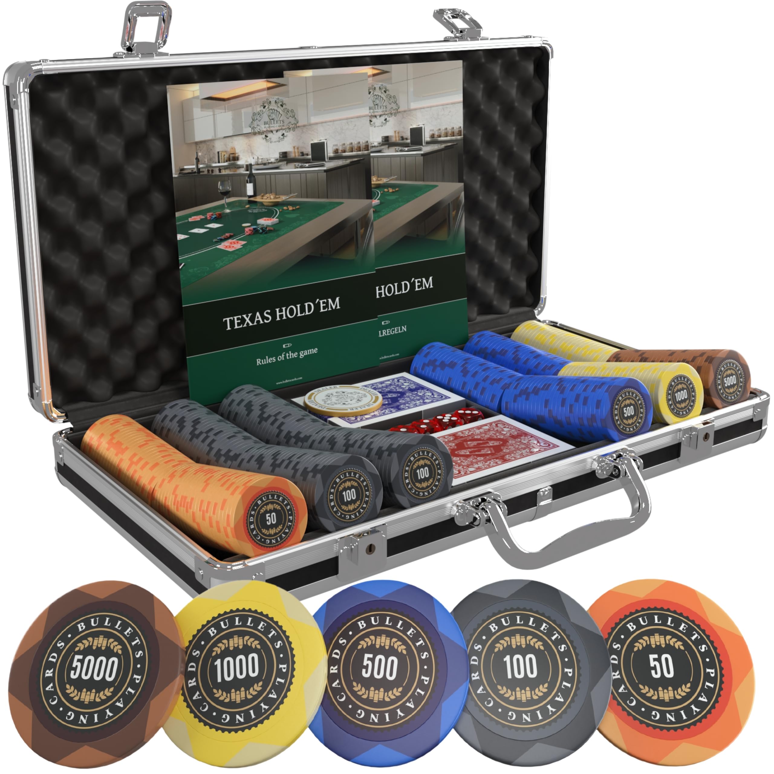 Bullets Adriana set poker 500 chip argilla 14 g valigetta