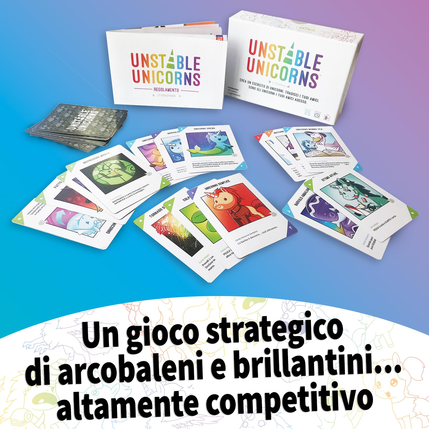 Asmodee Unstable Unicorns gioco base carte 2-8 giocatori