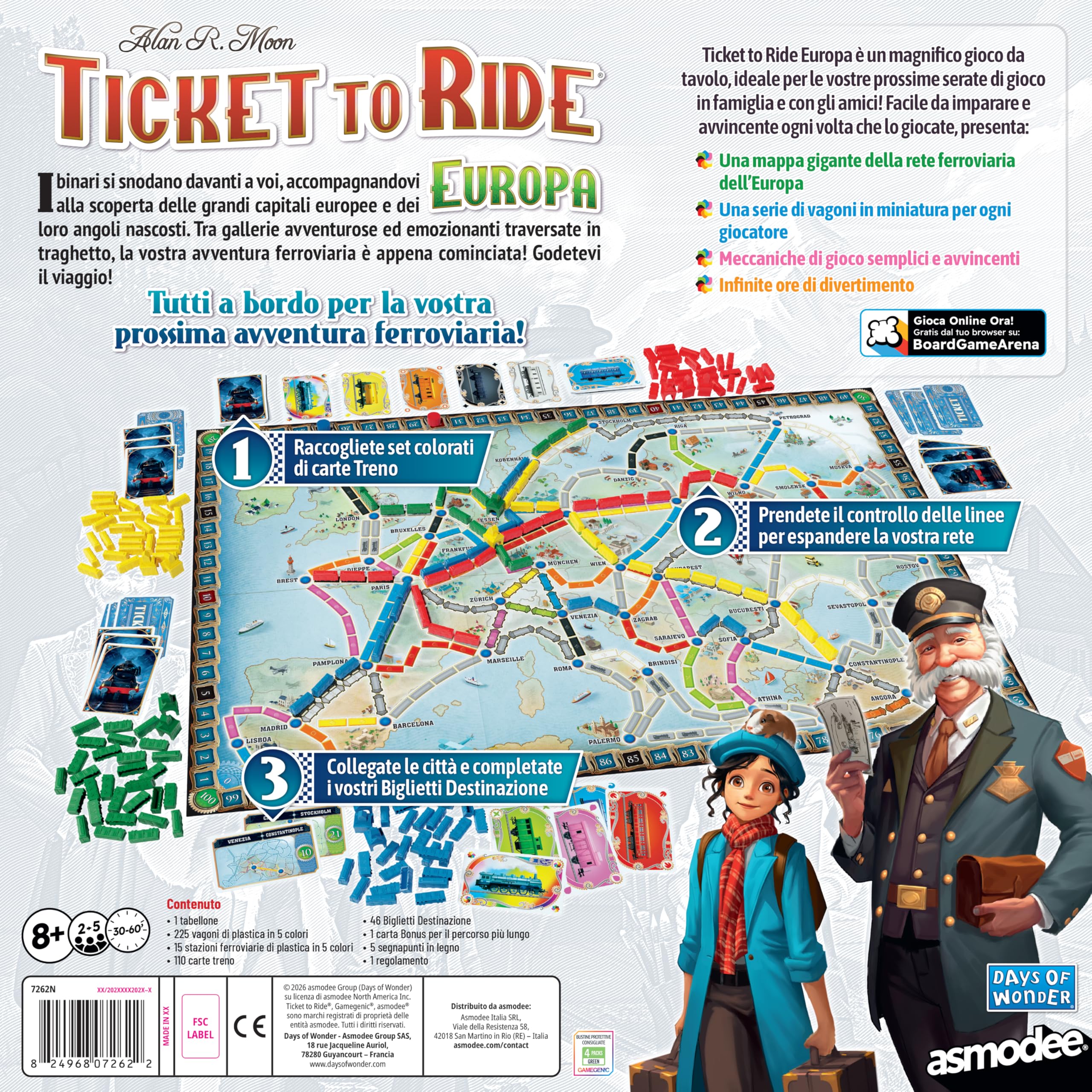 Asmodee Ticket to Ride Europa Nuova Gioco da Tavolo 2-5 Giocatori