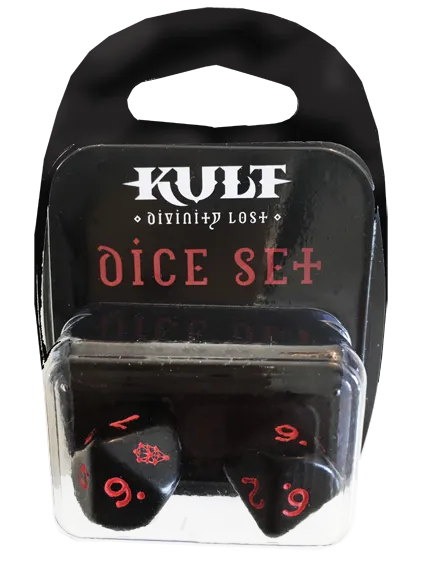 Modiphius KULT Dice set 2 dadi d10 nero rosso sangue