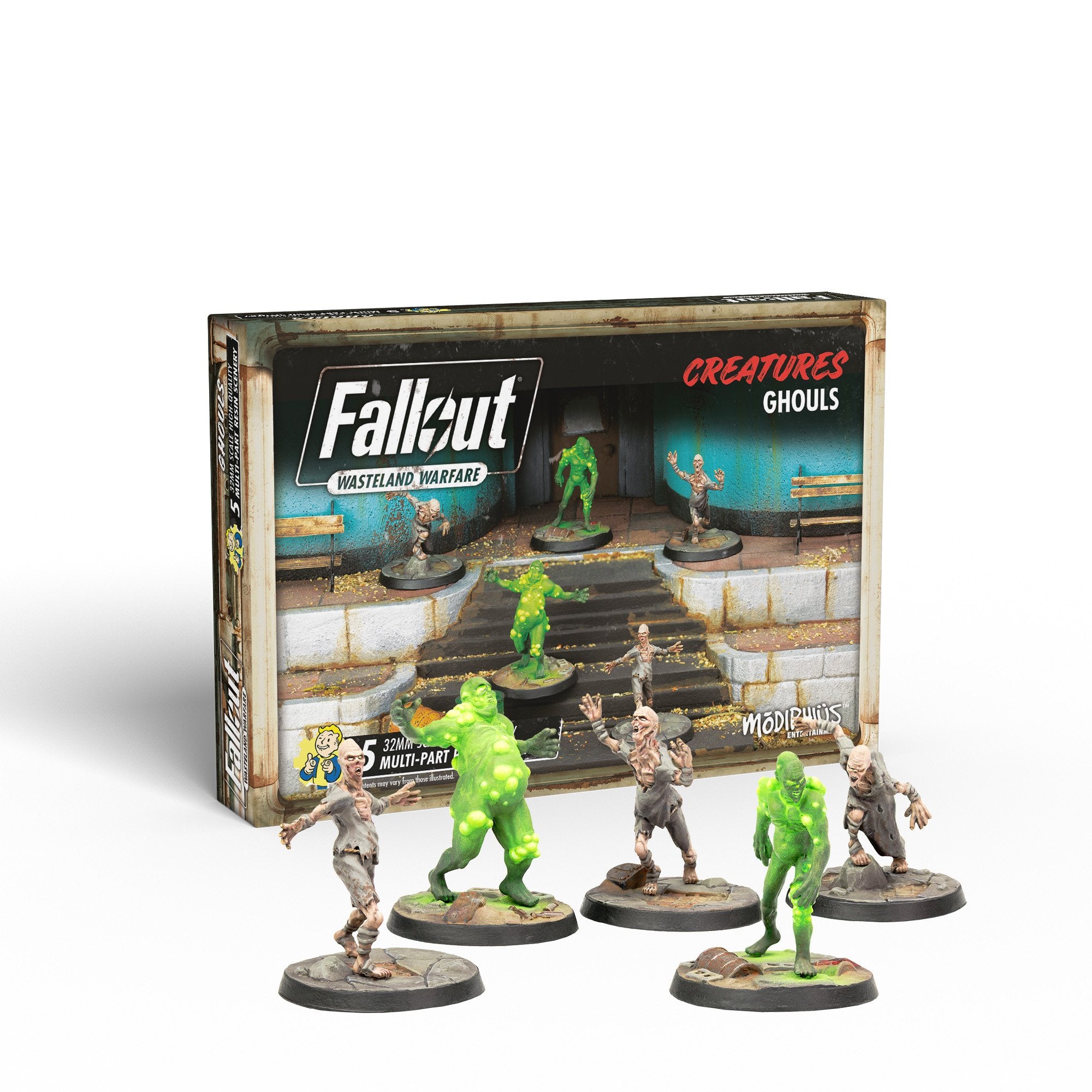 Modiphius Fallout Wasteland Warfare Creatures Ghouls miniature 5 pezzi