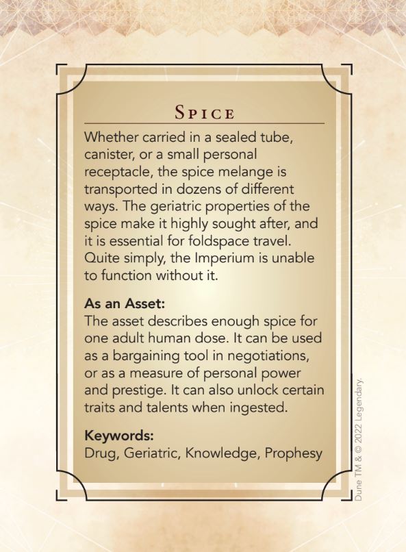 Modiphius Dune Agent Asset Deck mazzo 56 carte agente