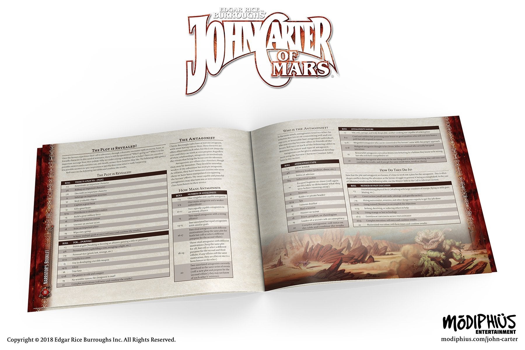 Modiphius John Carter of Mars Narrator's Toolkit Schermo PDF 36 Pagine