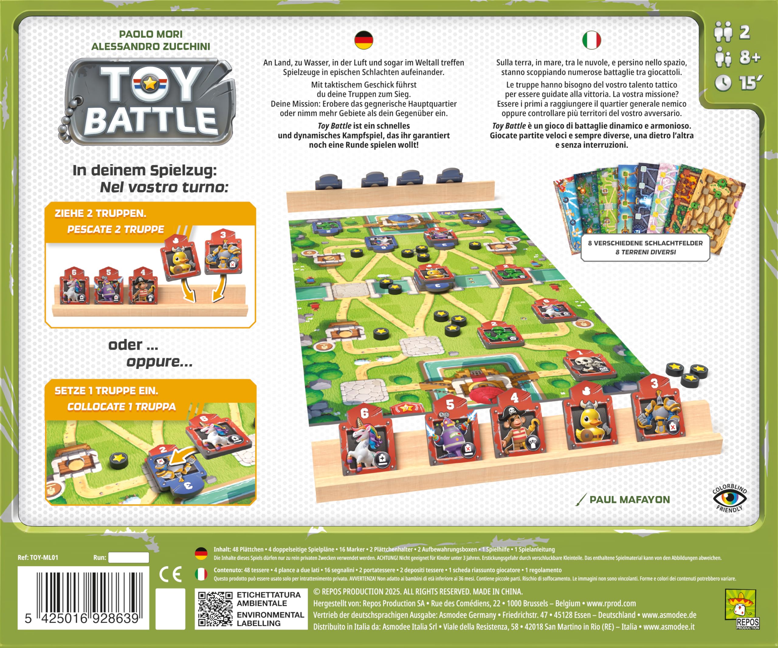 Asmodee Giochi per 2 Toy Battle gioco da tavolo 15 min