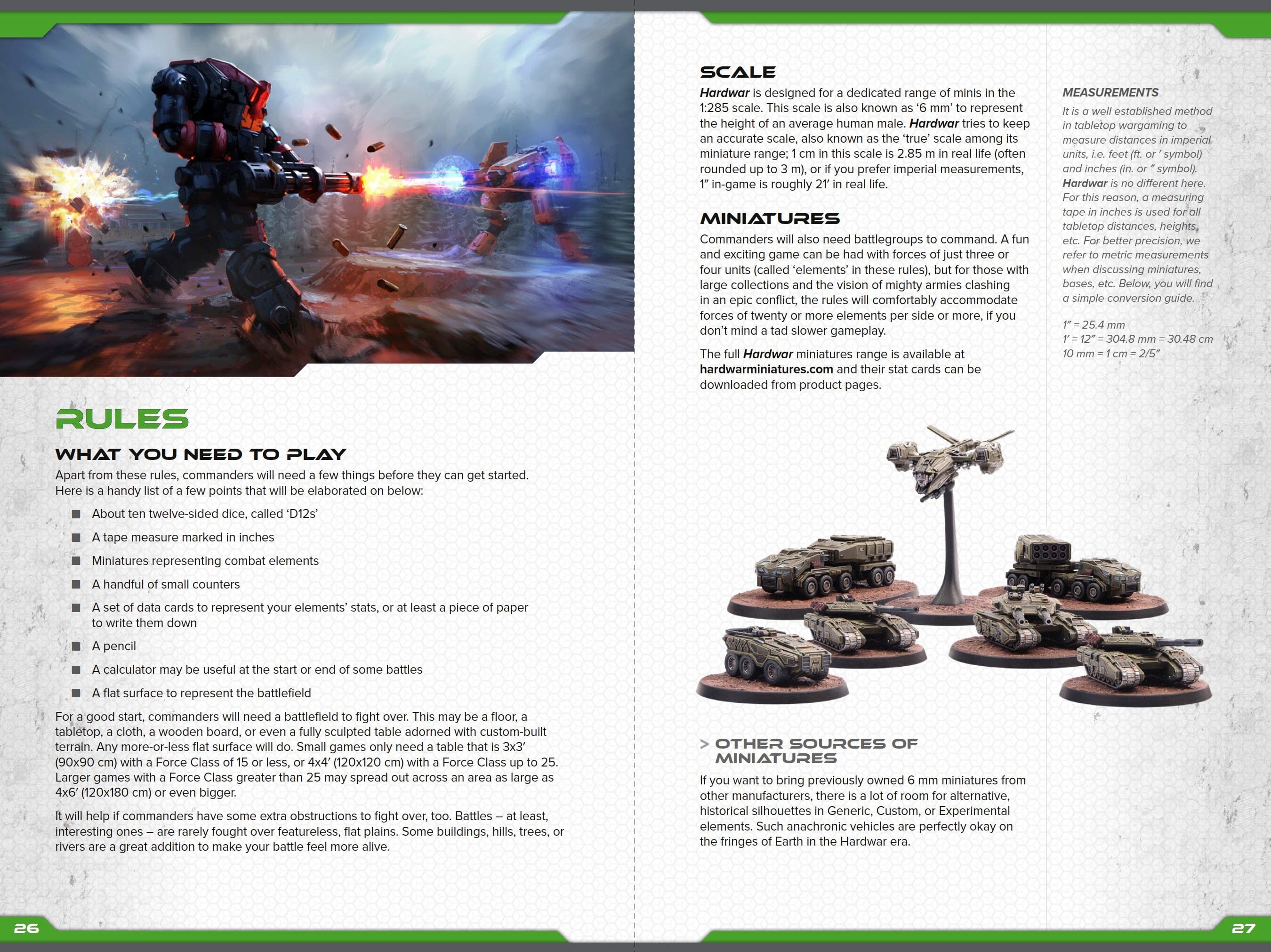 Modiphius Hardwar Rulebook manuale wargame miniature 6mm