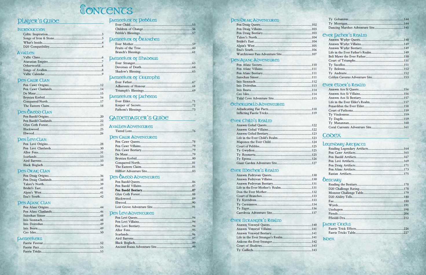 Modiphius Legends of Avallen Faeseeker's Guide manuale GDR celtico