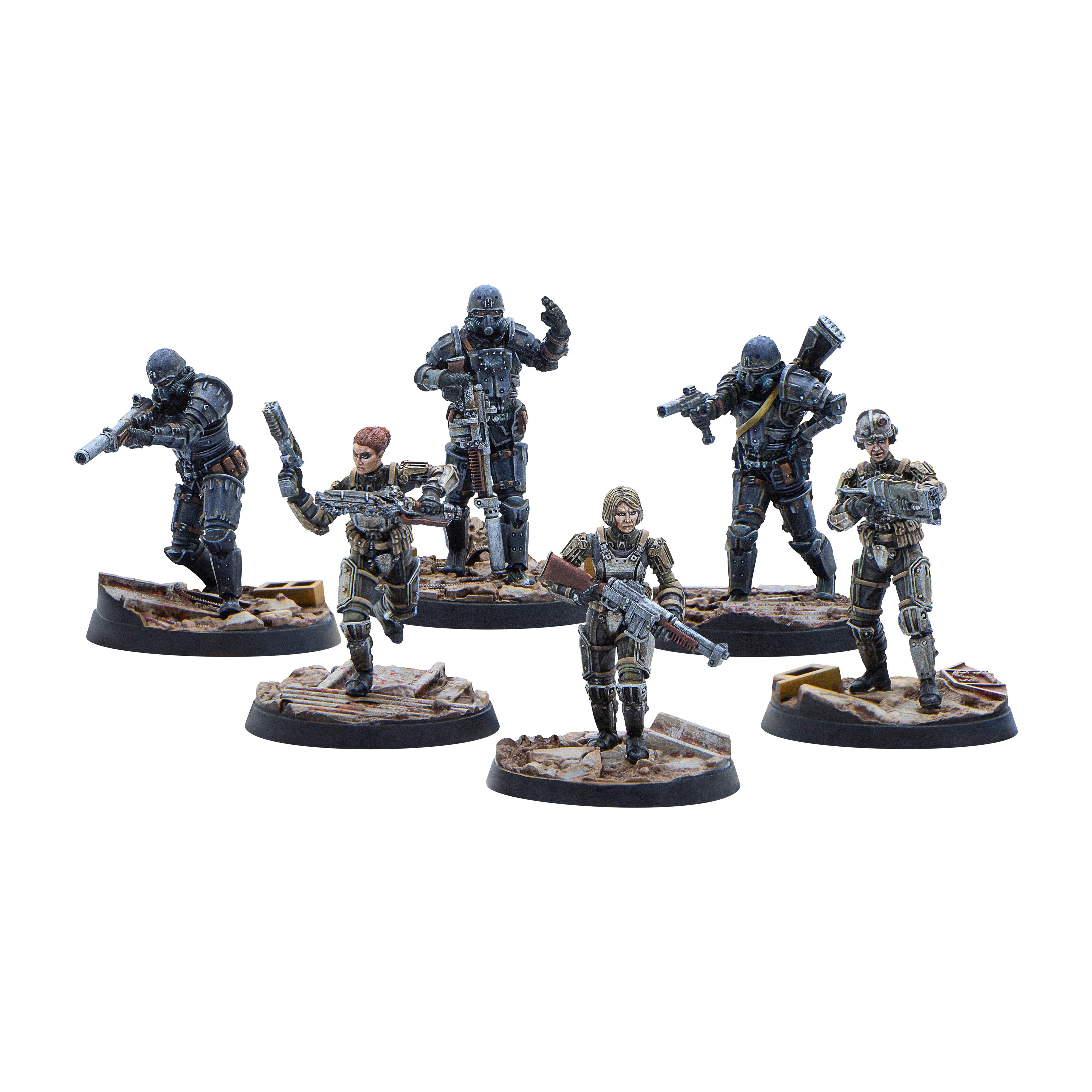 Modiphius Fallout Wasteland Warfare Brotherhood Combat Patrol 6 Miniature
