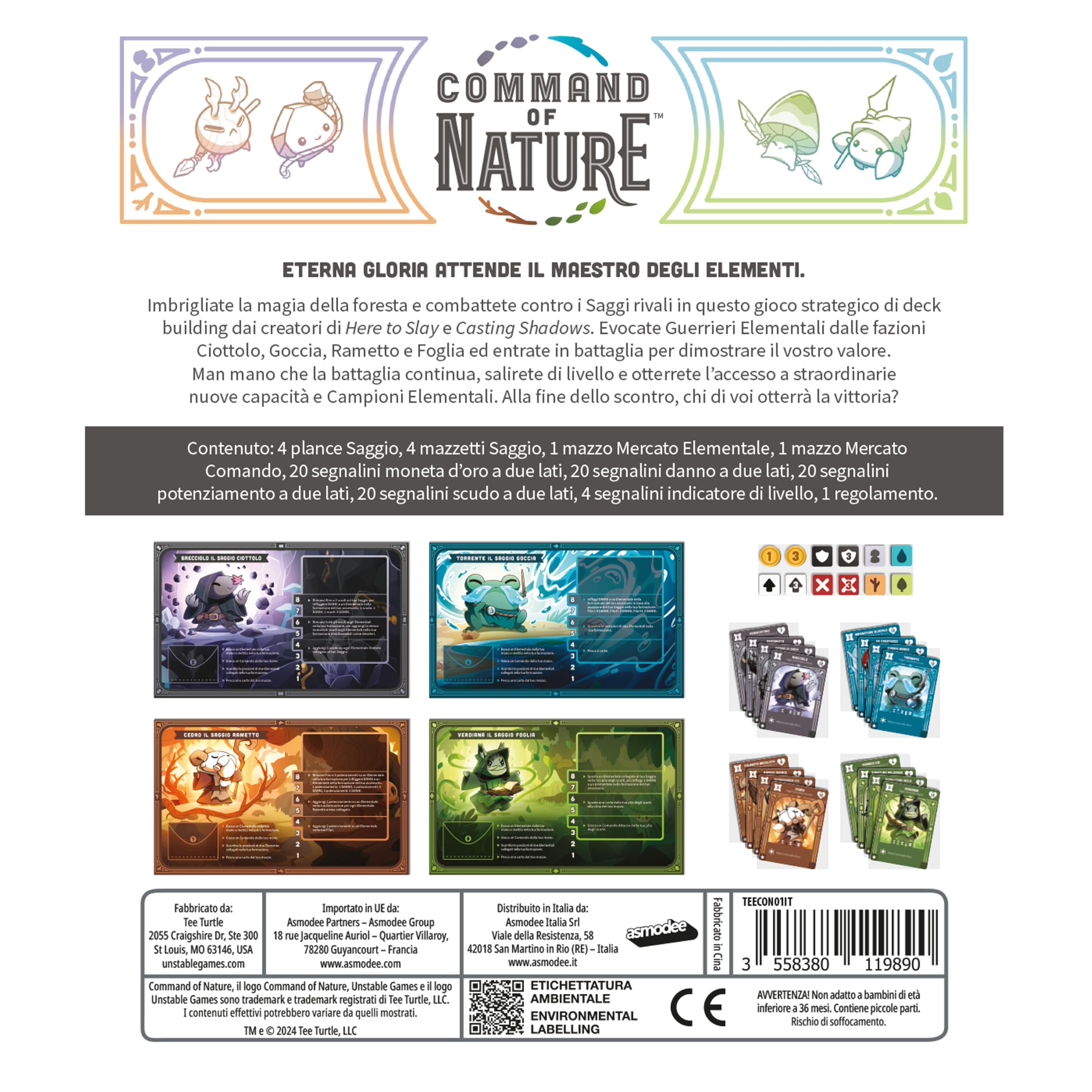 Asmodee Command of Nature gioco da tavolo deck building elementali
