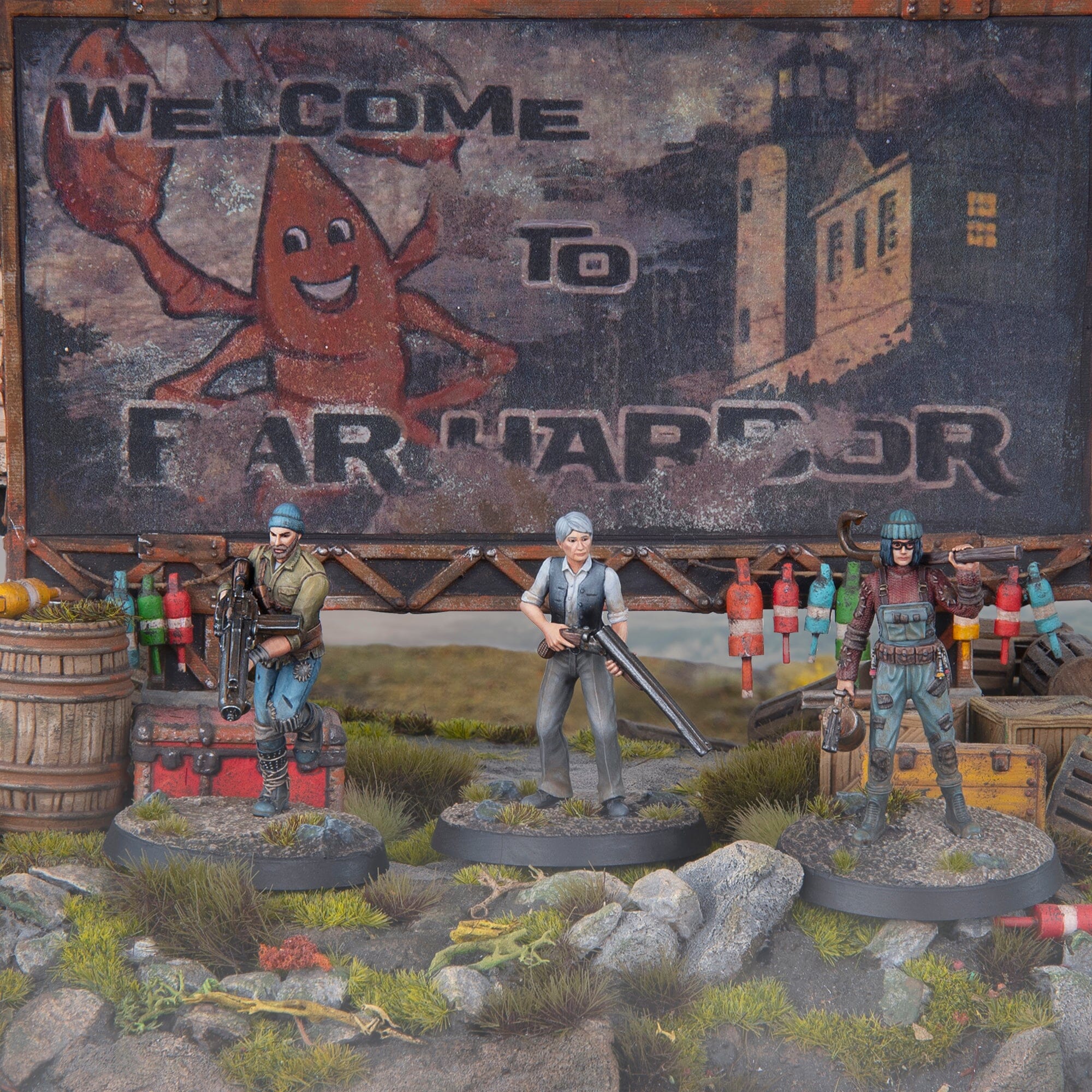 Fallout Miniatures Survivors Harbormen set 3 miniature Far Harbor