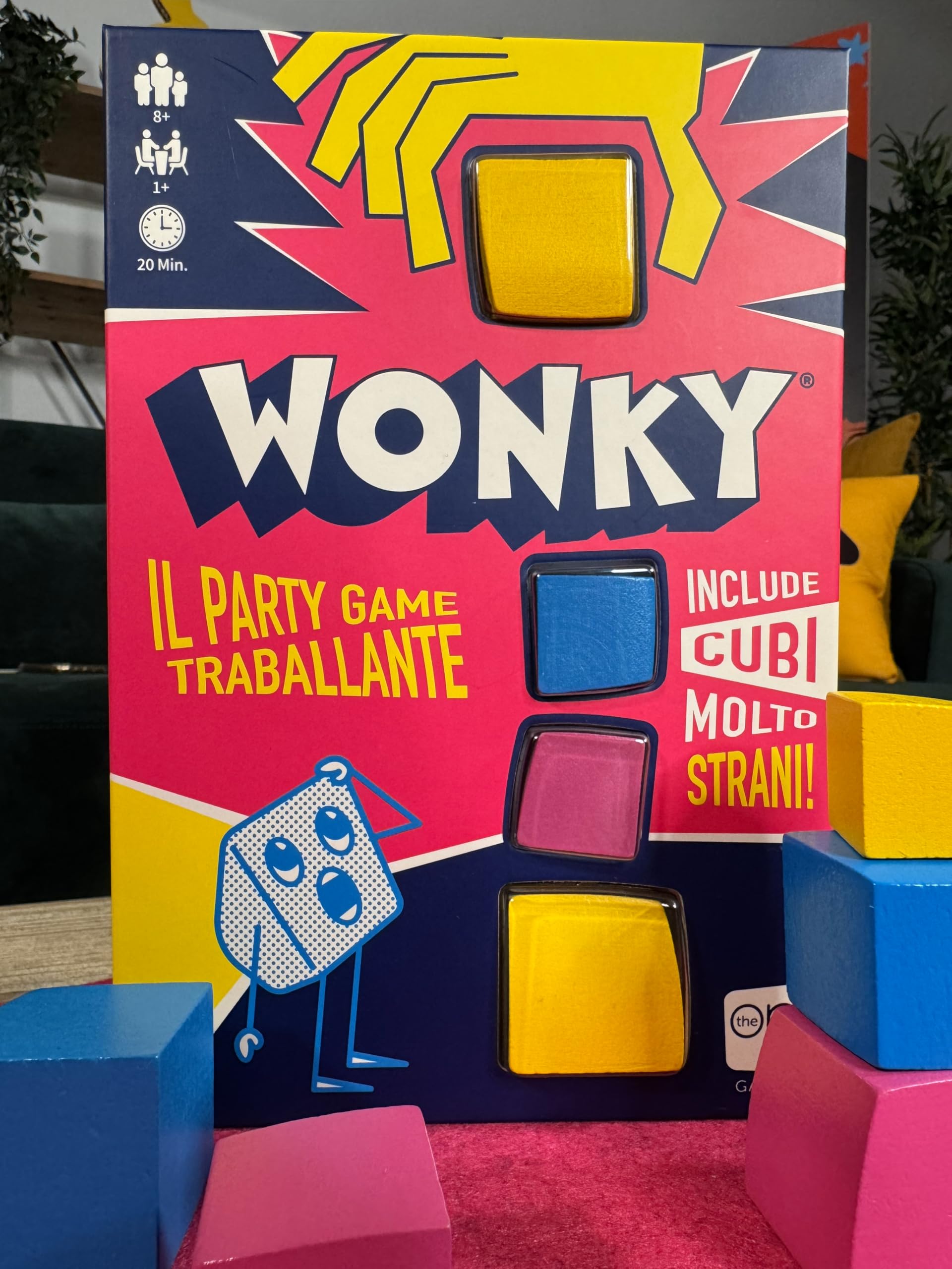 Asmodee Wonky party game di destrezza con cubi legno edizione italiana