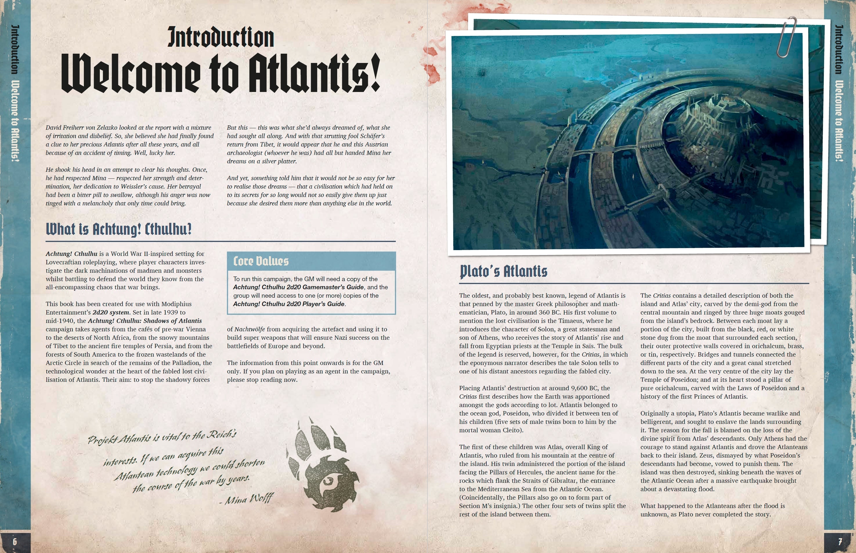 Modiphius Achtung! Cthulhu Shadows of Atlantis Manuale 2d20 230p