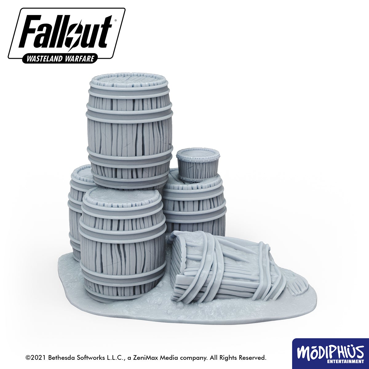 Fallout Wasteland Warfare Barrels Crates Coffins file STL stampa 3D