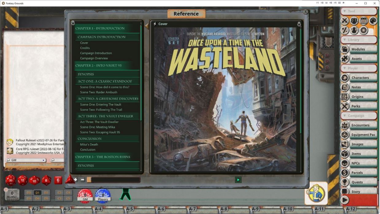 Modiphius Fallout 2d20 Once Upon a Time in the Wasteland modulo VTT