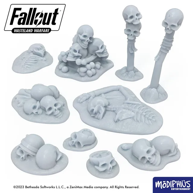 Modiphius Fallout Wasteland Warfare Skulls & Bones greebles STL