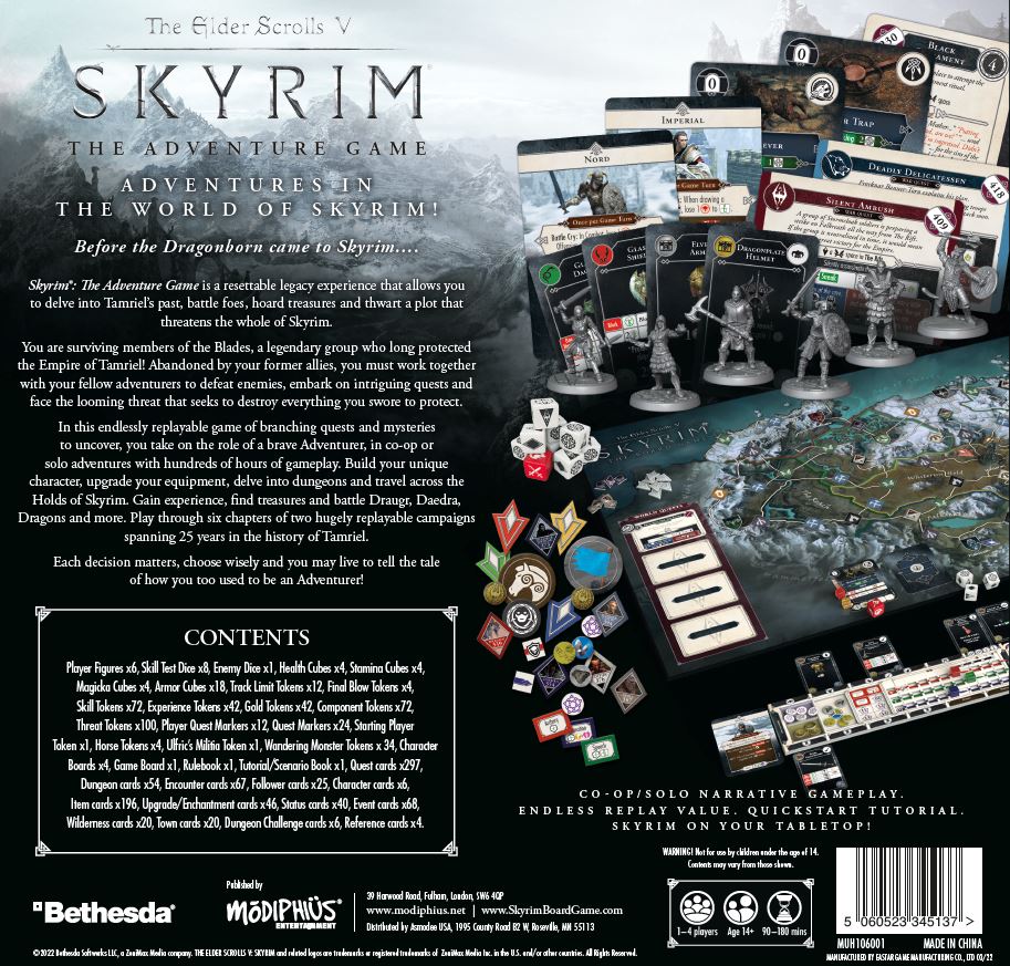 Modiphius Skyrim Adventure Game gioco da tavolo cooperativo