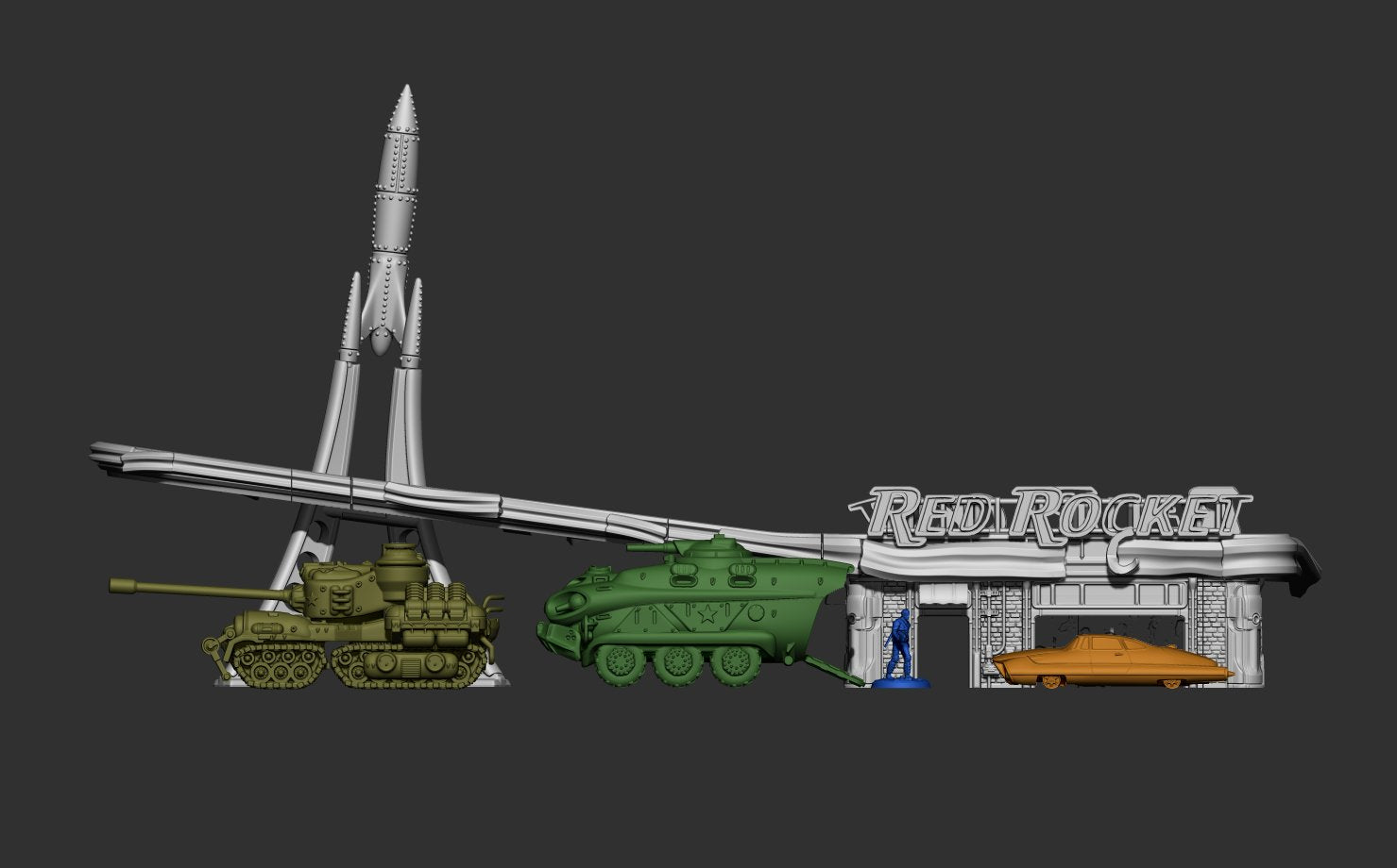 Fallout Wasteland Warfare Red Rocket STL scenario stampa 3D