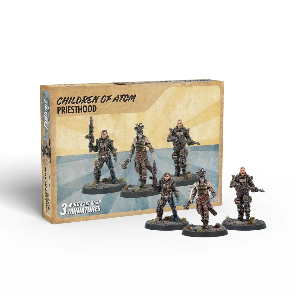 Modiphius Fallout: Factions Priesthood set 3 miniature resina