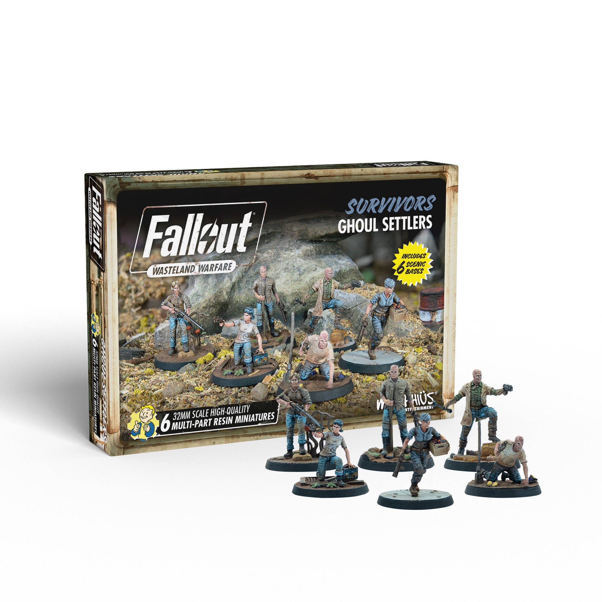 Modiphius Fallout Wasteland Warfare Ghoul Settlers miniature 6 pz