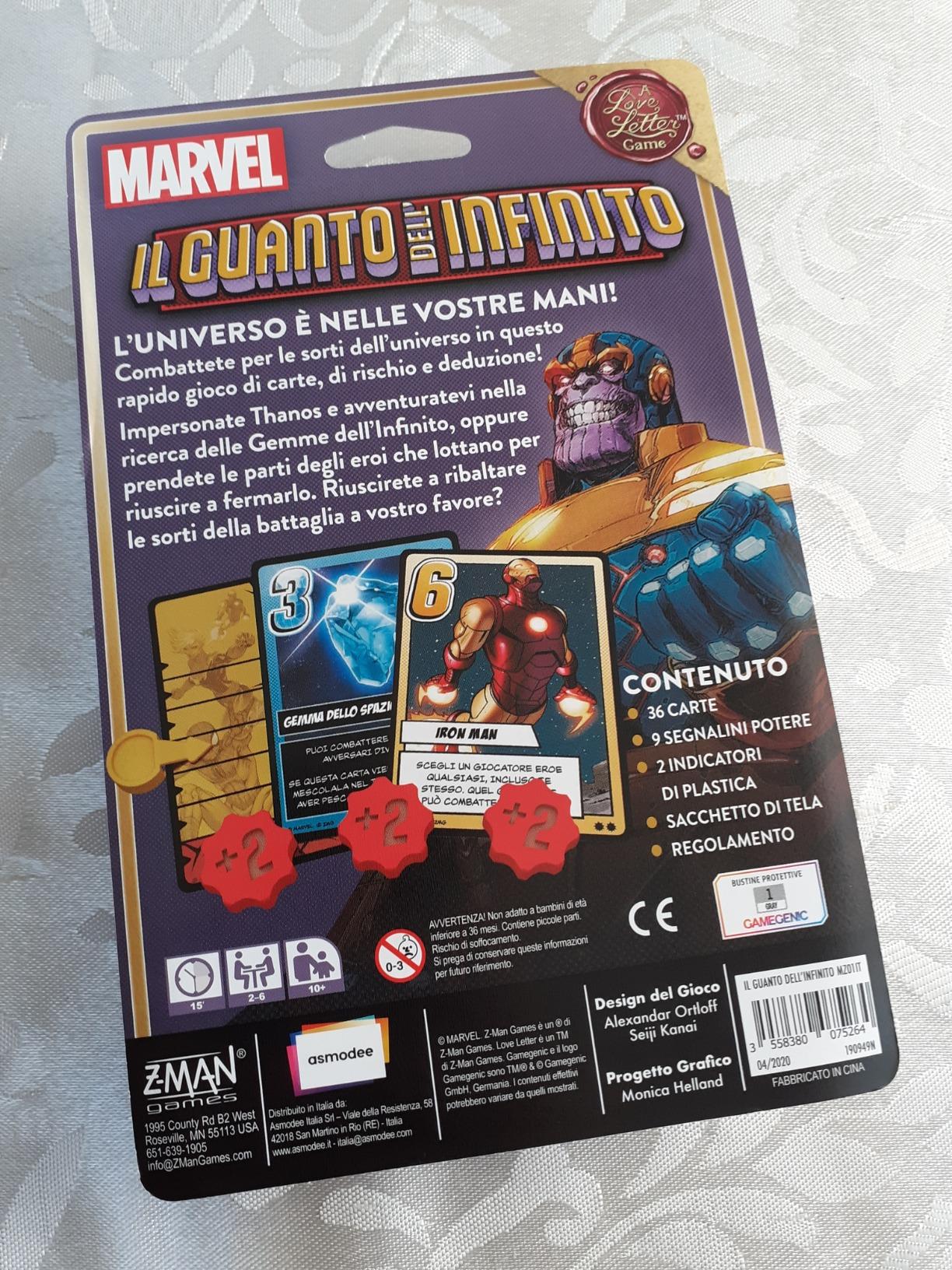Marvel Il Guanto dell'Infinito gioco di carte Thanos 2-6 giocatori