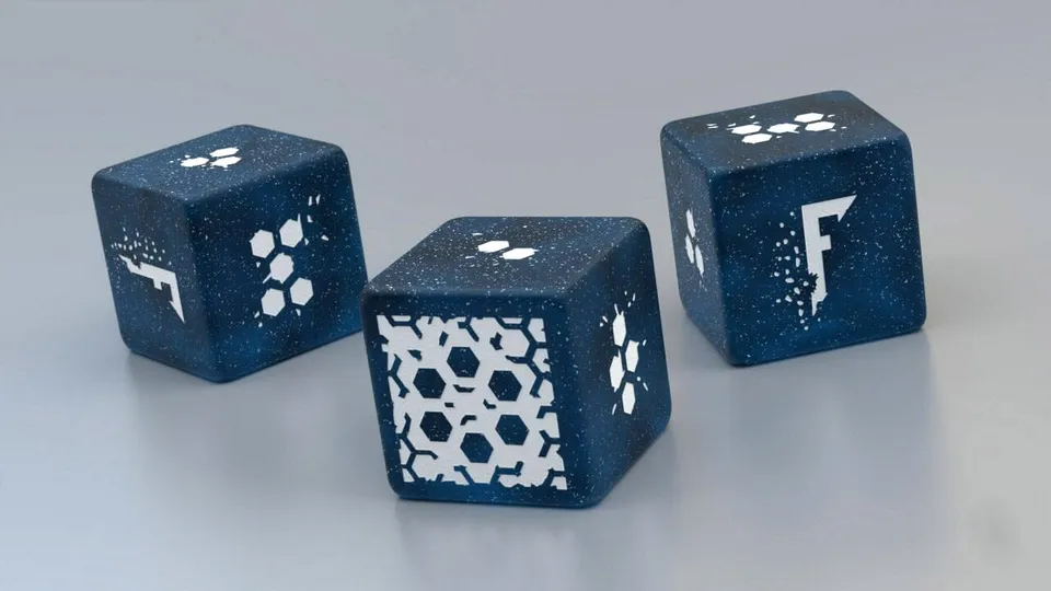 Modiphius Fragged Empire Set 3 Dadi D6 Star Blue