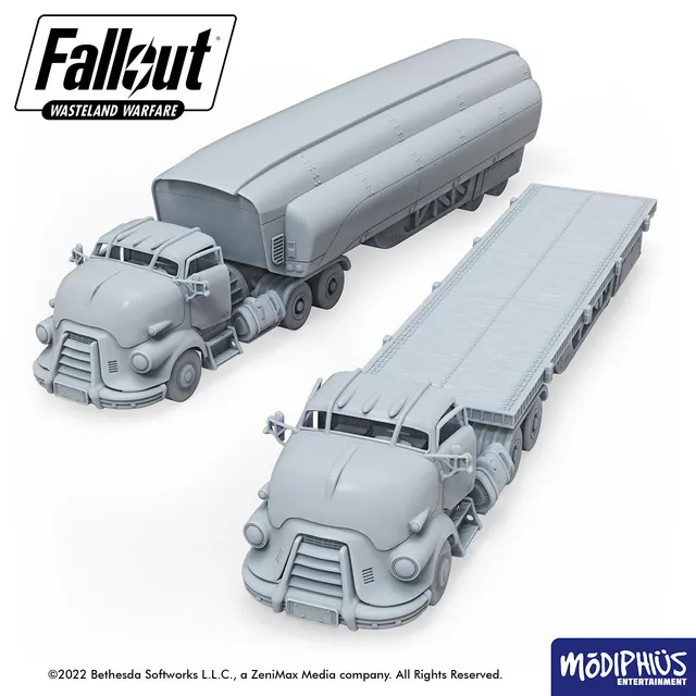 Modiphius Fallout Wasteland Warfare Flatbed Truck file STL scenario