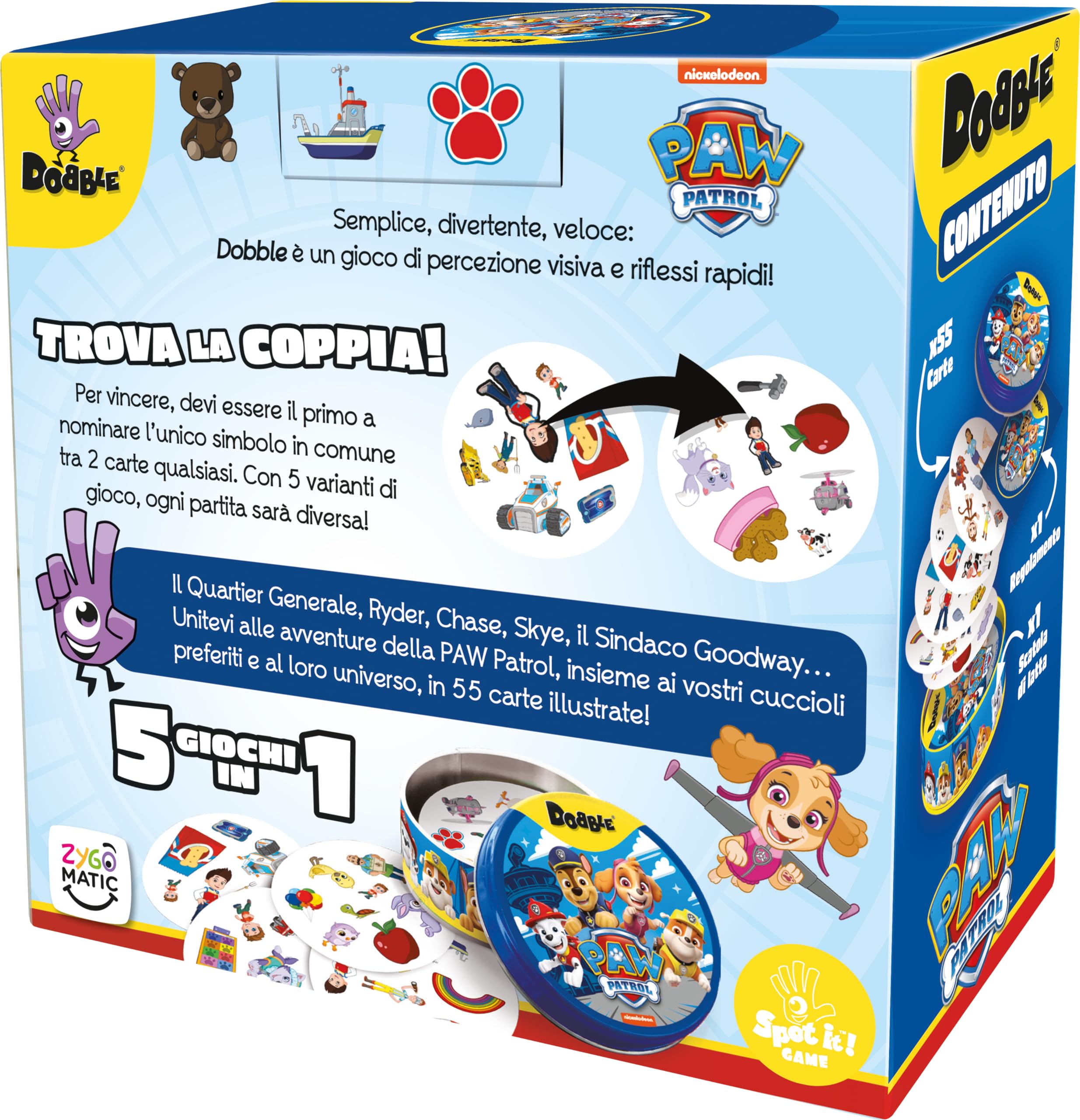 Asmodee Dobble Paw Patrol Blu Gioco di Carte 2-8 giocatori