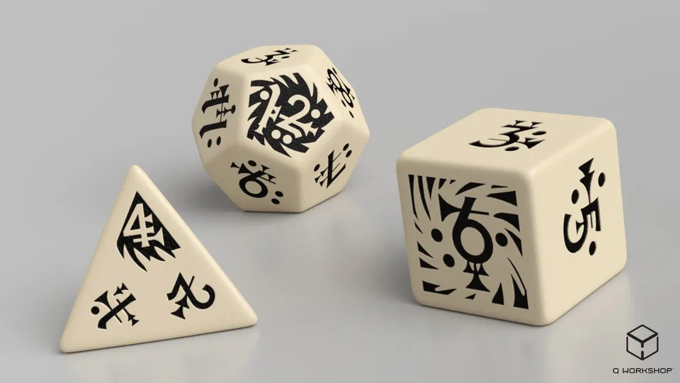 Black Void Dice Bundle dadi GDR 3 pezzi Q Workshop