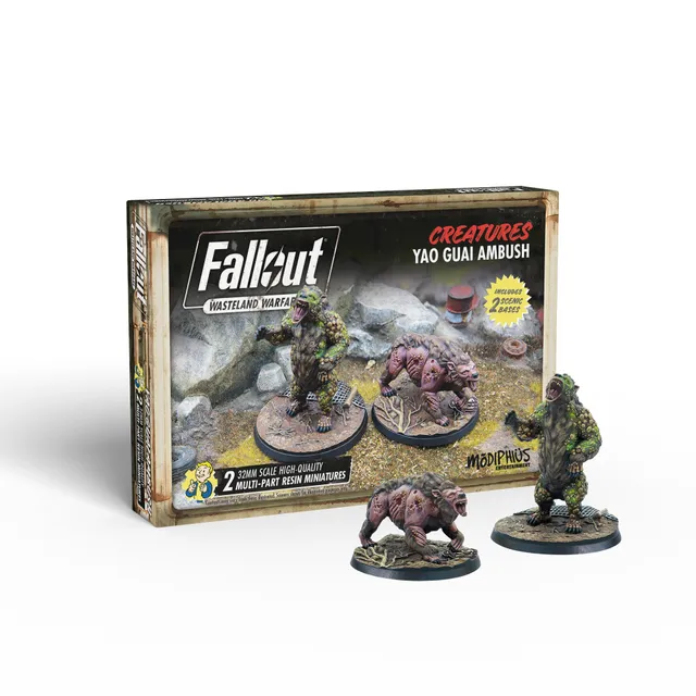 Modiphius Fallout Wasteland Warfare Yao Guai Ambush miniature 2 pezzi