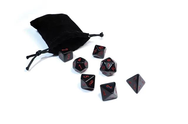 Modiphius The Spy Game OX Dice set dadi poliedrici rosso nero