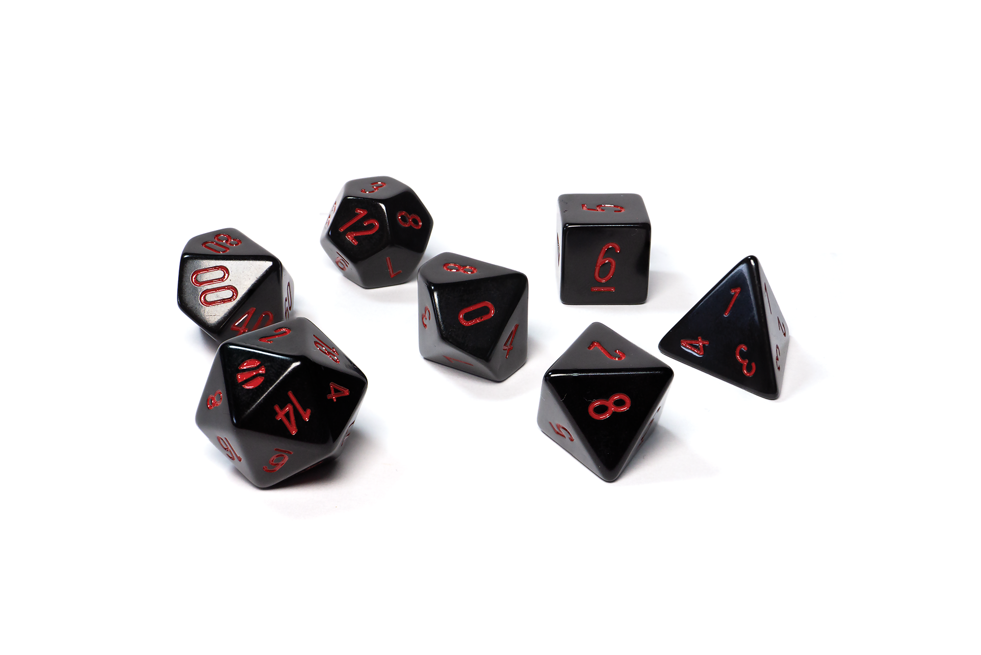 Modiphius The Spy Game OX Dice set dadi poliedrici rosso nero