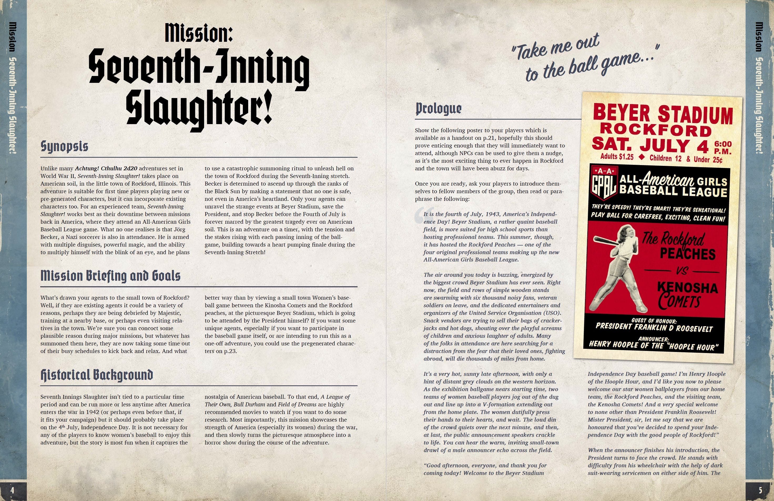 Modiphius Achtung Cthulhu Seventh-Inning Slaughter avventura PDF 28 pagine